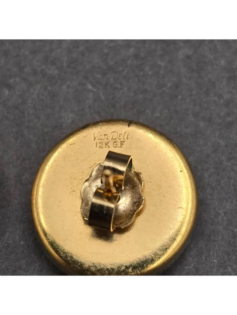 Vintage Van Dell 12K Gold Filled Black Jasperware Cameo Stud Earrings Cupid 14K - Picture 4 of 10